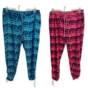 Cuddl Duds Size Large Smart Comfort Tie Dye Lounge Pants 2 Pack Set Blue Pink